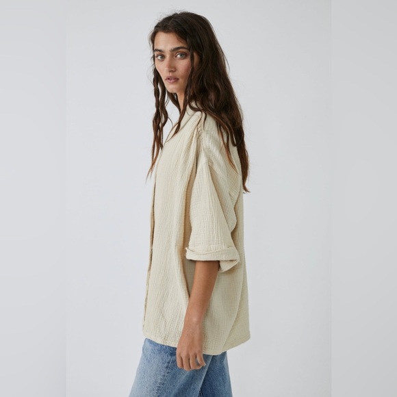Free People | Lou Blazer Shirt {Summer Khaki} — S - Picture 5 of 5